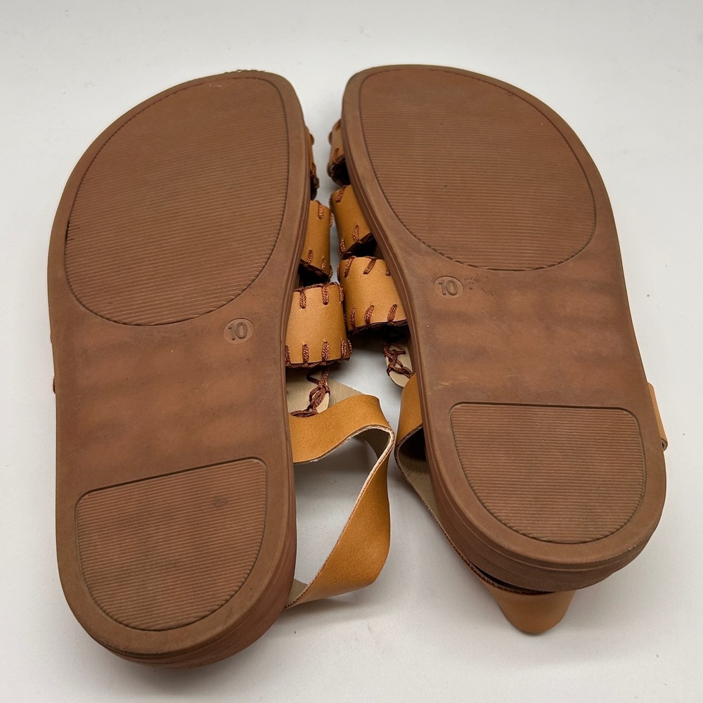 BC Footwear by Seychelles Tan Whipstitch Fisherman Sandals Womens 10 Vegan Flat - Picture 9 of 10